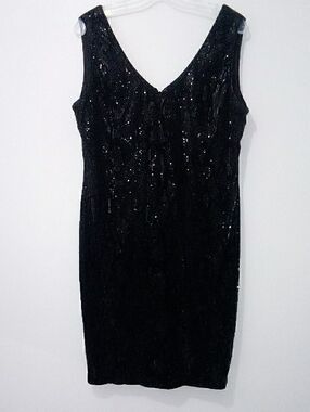 Joseph Ribkoff Black Velvet Sequin Snake Print Cocktail Dress